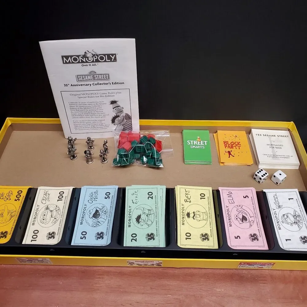Sesame Street Monopoly Board Game 35 Years 2004 Hasbro 100% Complete in Box